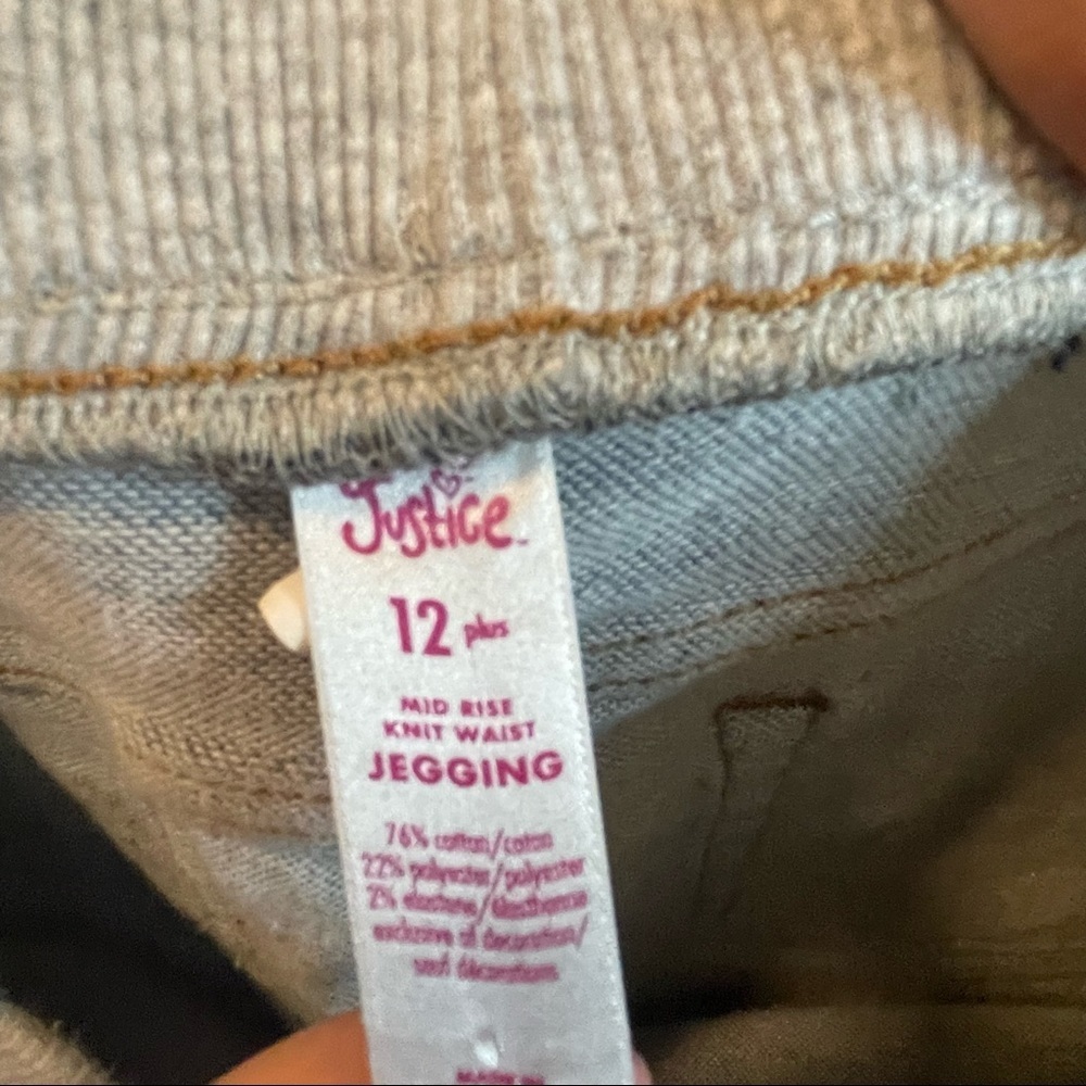 Size 12 Plus Justice Mid Rise Knit Waist Jeggings E2 - Picture 5 of 6
